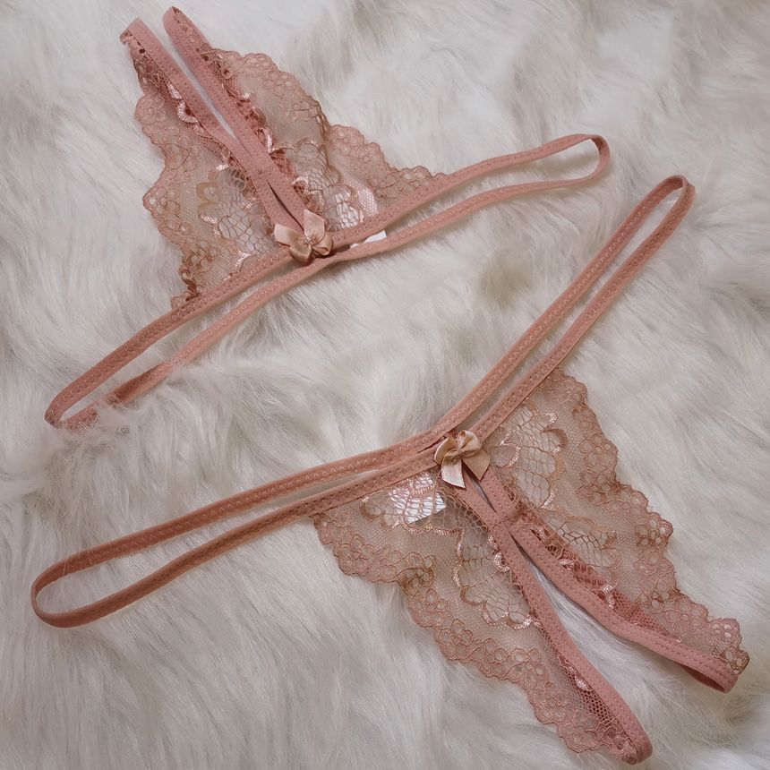 Halter Lace Bralette with Crotchless Thong Set