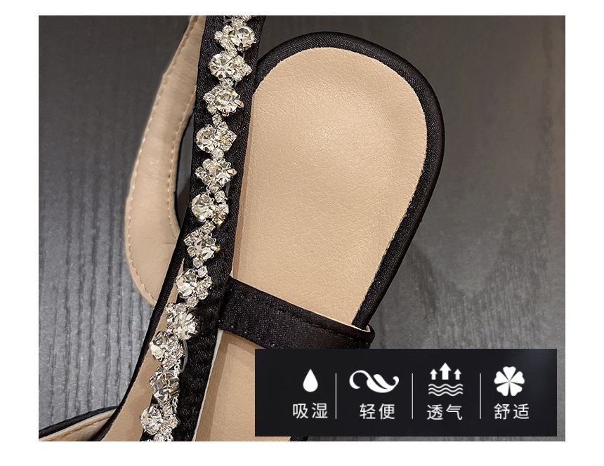 Rhinestone Stiletto Slingback Sandals - Sparkly