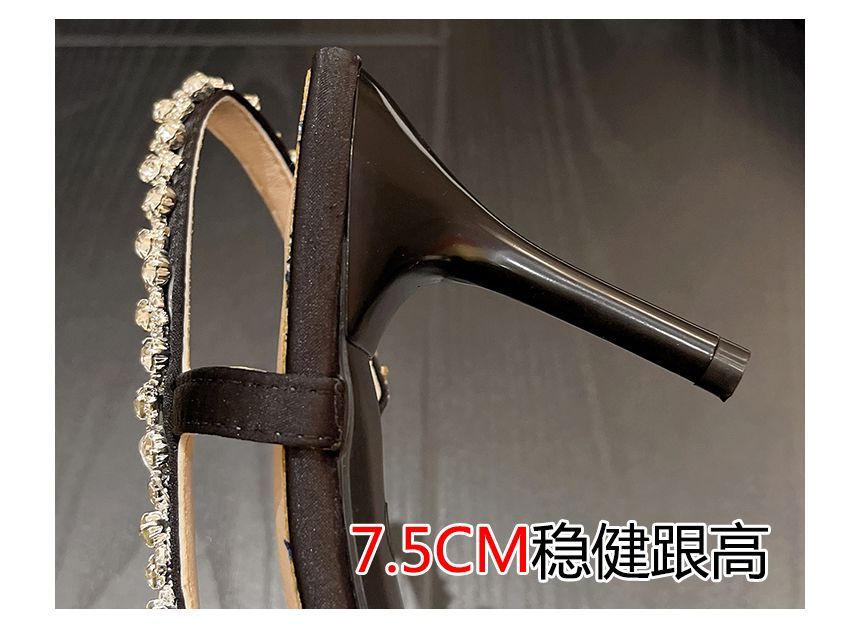 Rhinestone Stiletto Slingback Sandals - Sparkly