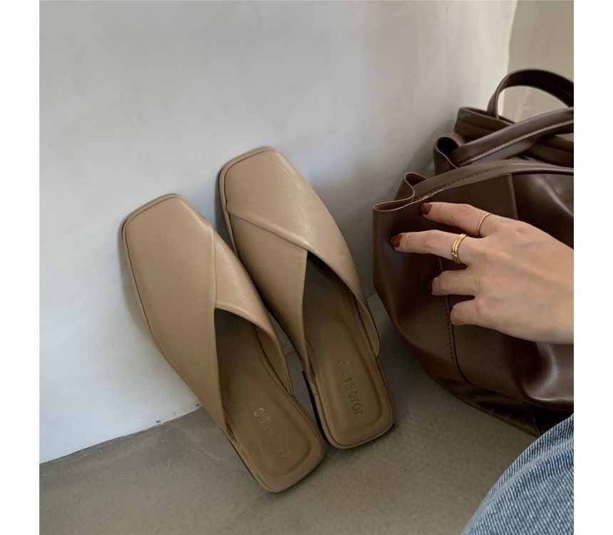 Square Toe Mules - Plain Minimal