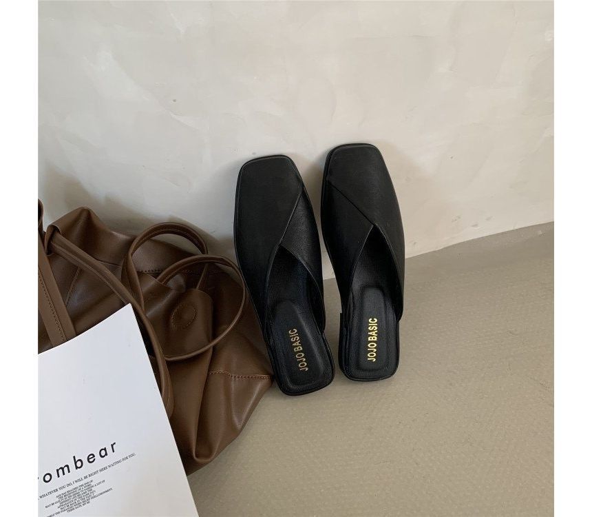 Square Toe Mules - Plain Minimal