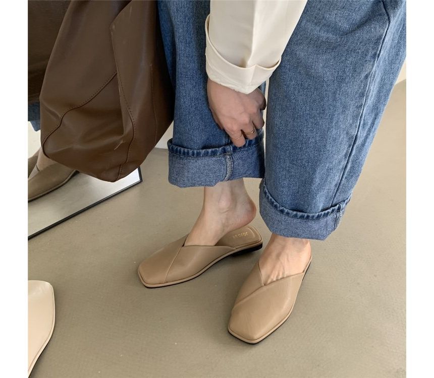 Square Toe Mules - Plain Minimal