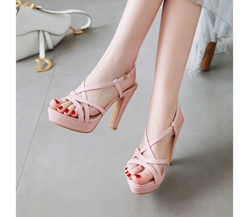 Chunky Heel Platform Ankle Strap Sandals - Block