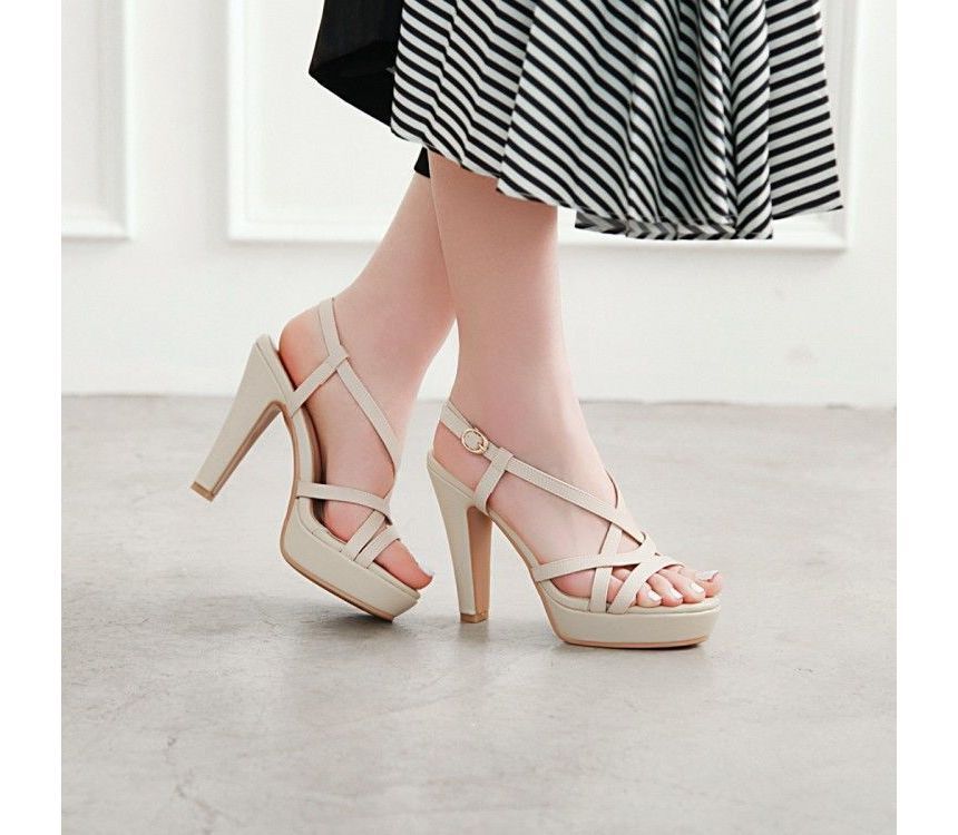 Chunky Heel Platform Ankle Strap Sandals - Block