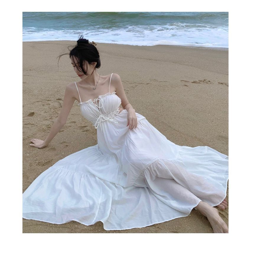 Cutout Tiered Maxi A-Line Sundress with Thin Straps