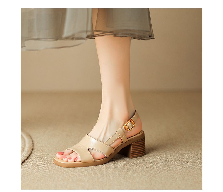 Block Heel Square Toe Slingback Sandals - Chunky