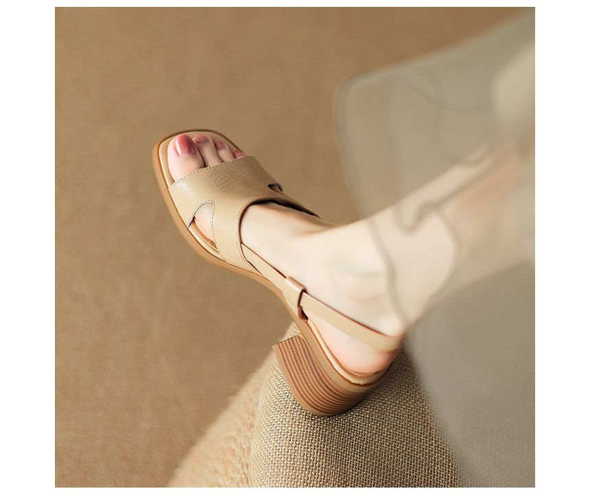 Block Heel Square Toe Slingback Sandals - Chunky