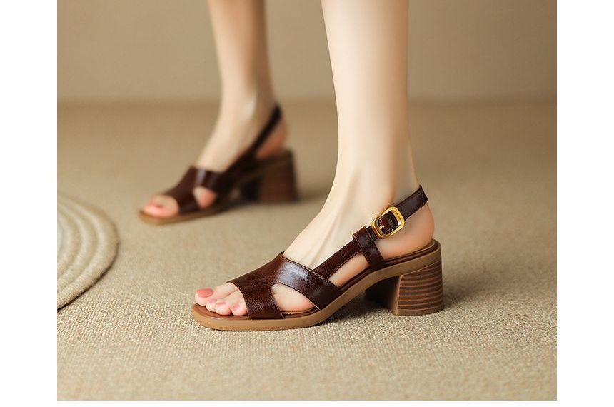 Block Heel Square Toe Slingback Sandals - Chunky