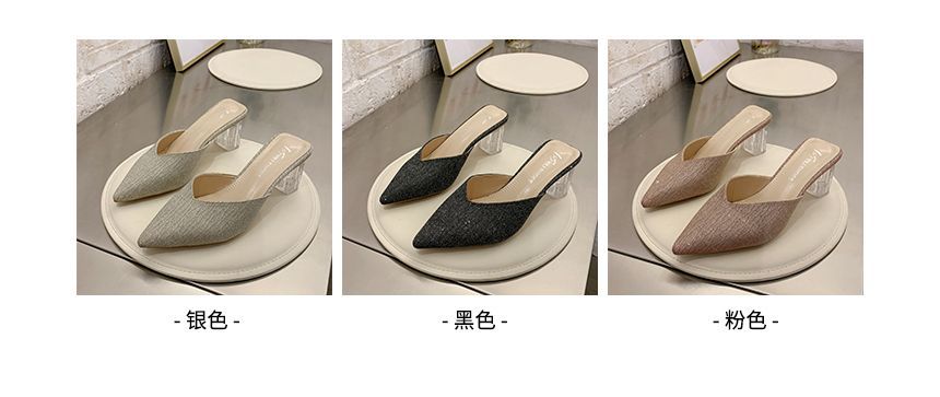 Pointy Chunky Heel Mules - Sleek