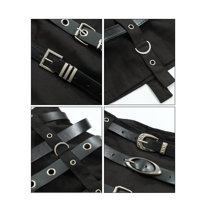 Low Rise Belted Pencil Mini Skirt