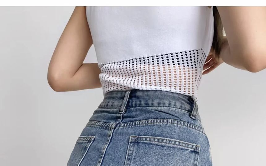 Elevated Rise Slit Denim A-Line Mini Skirt