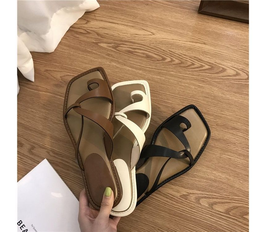 Square Toe Toe Loop Slide Sandals - Modern