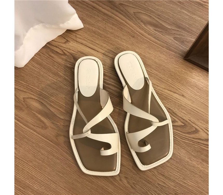 Square Toe Toe Loop Slide Sandals - Modern