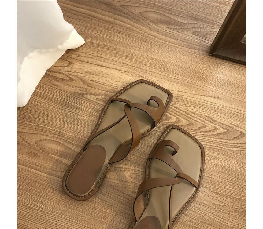 Square Toe Toe Loop Slide Sandals - Modern