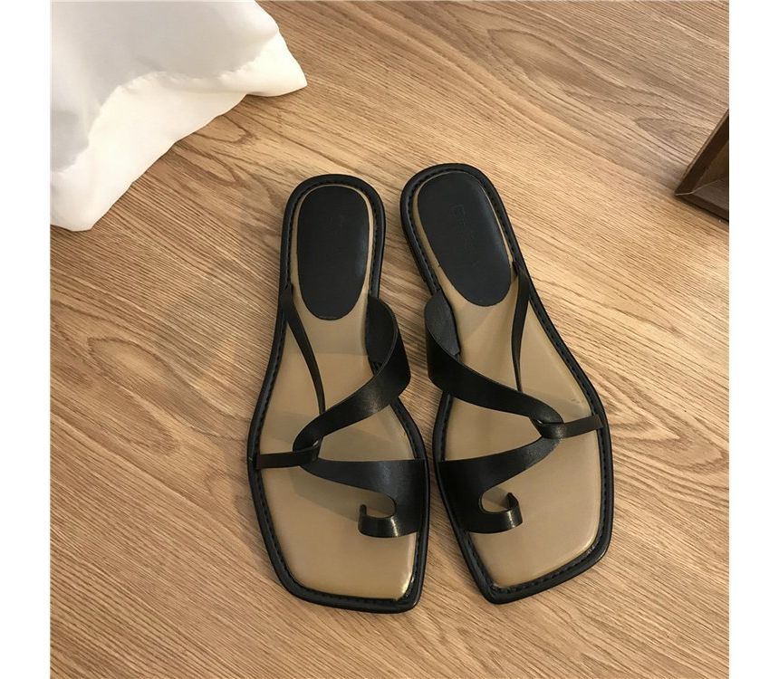 Square Toe Toe Loop Slide Sandals - Modern