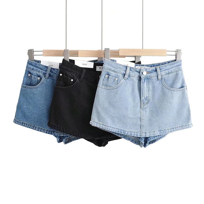 Mid Rise Denim Pencil Mini Skirt