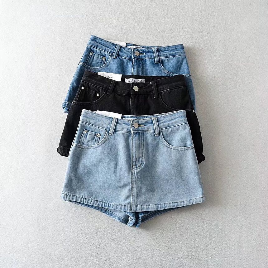 Mid Rise Denim Pencil Mini Skirt