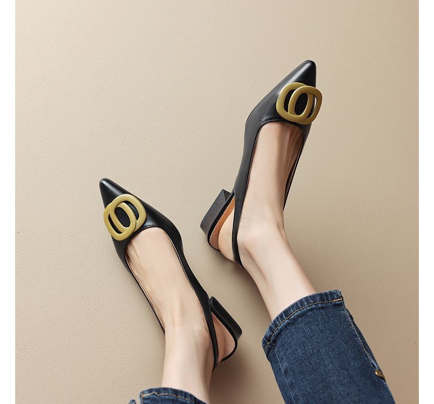 Pointed Toe Buckled Slingback Sandals - Sleek