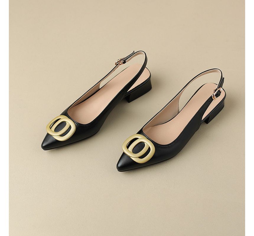 Pointed Toe Buckled Slingback Sandals - Sleek