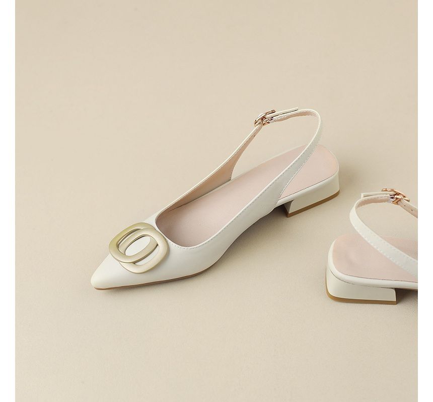 Pointed Toe Buckled Slingback Sandals - Sleek