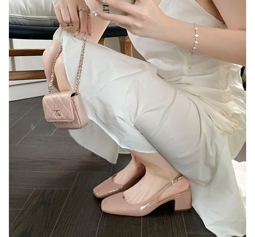Block Heel Slingback Sandals - Chunky