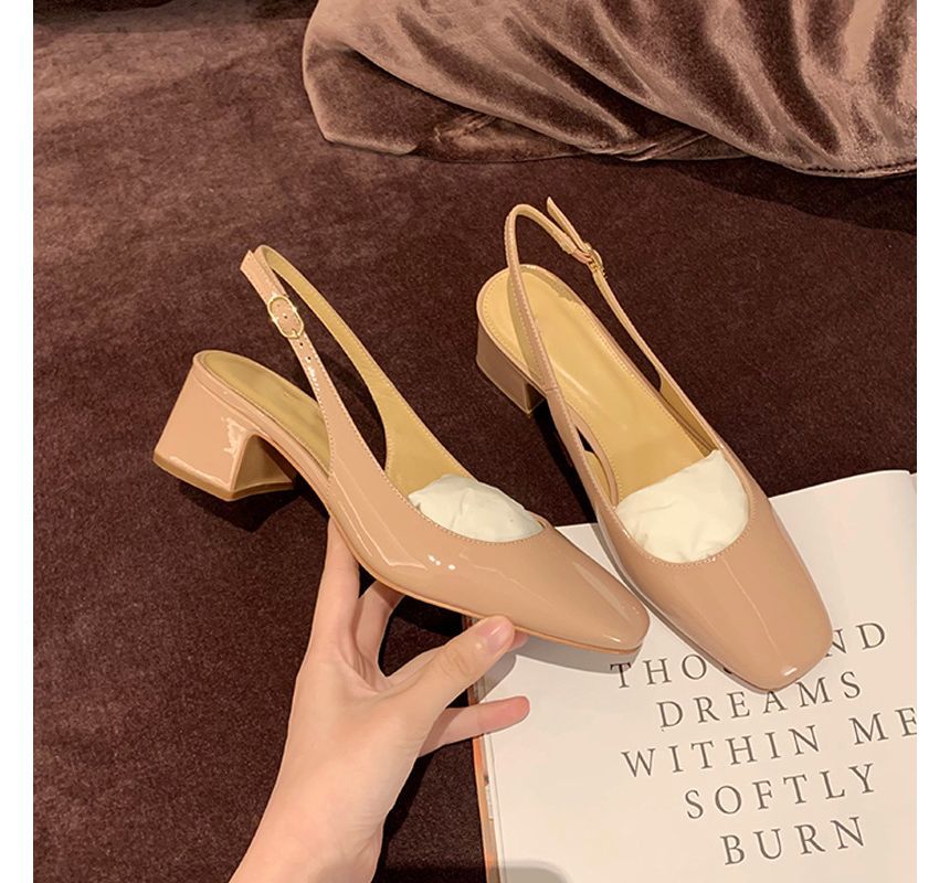 Block Heel Slingback Sandals - Chunky
