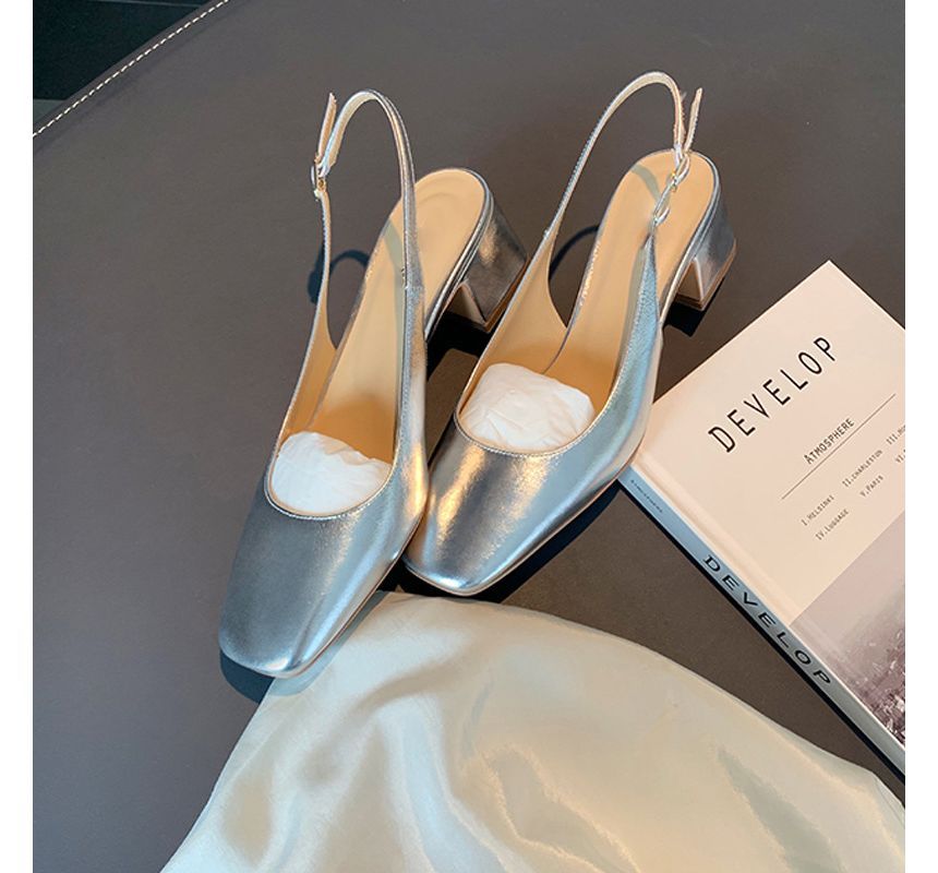 Block Heel Slingback Sandals - Chunky