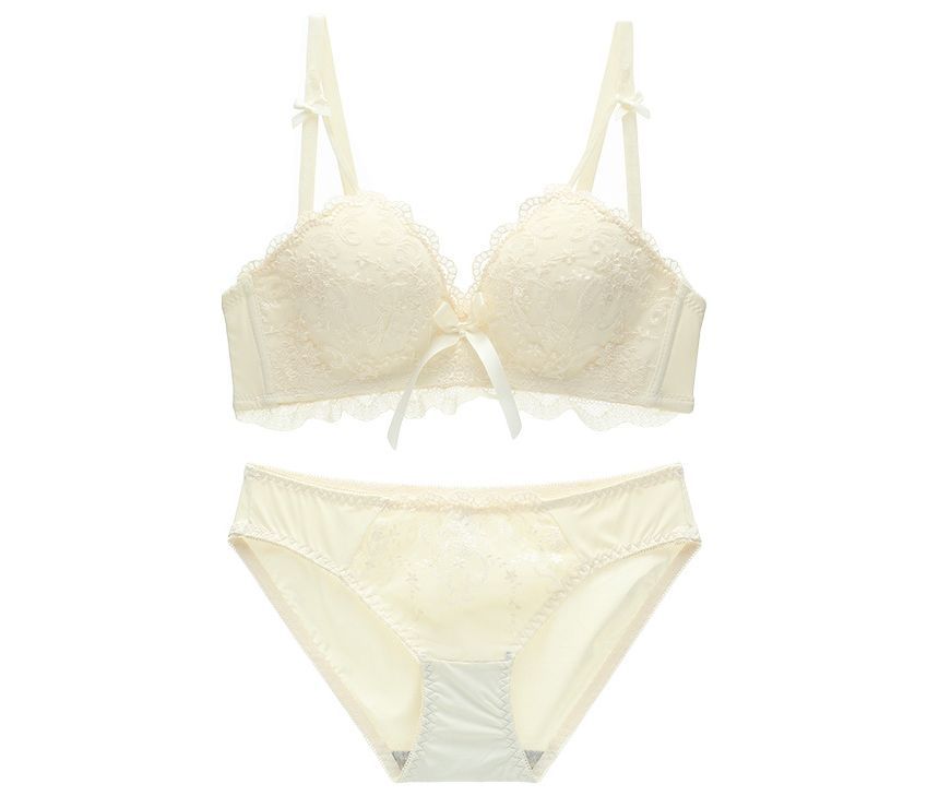 Wireless Lace Push-Up Bra and Panty Set