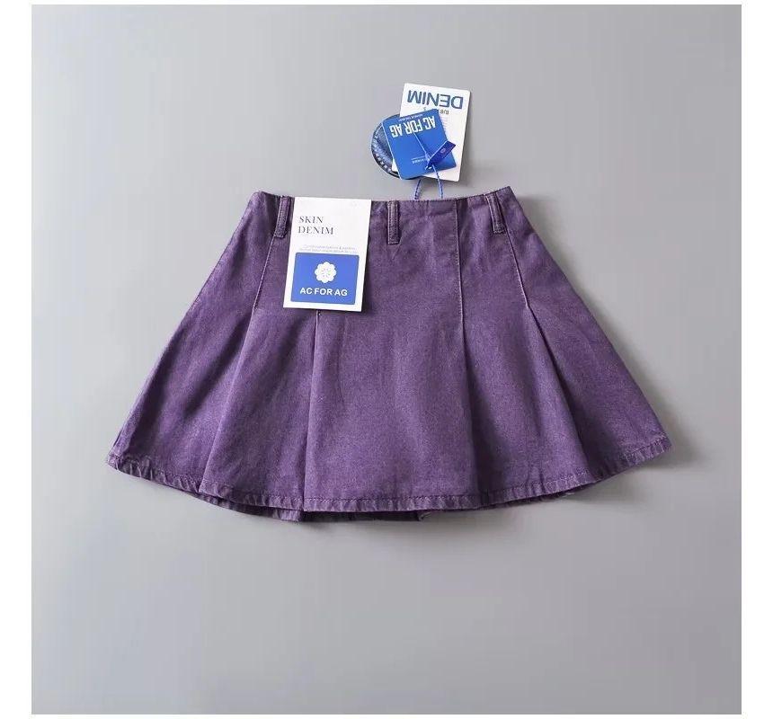 Elevated Rise Denim A-Line Mini Skirt