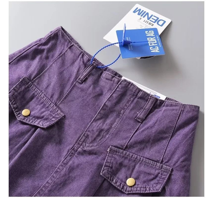 Elevated Rise Denim A-Line Mini Skirt