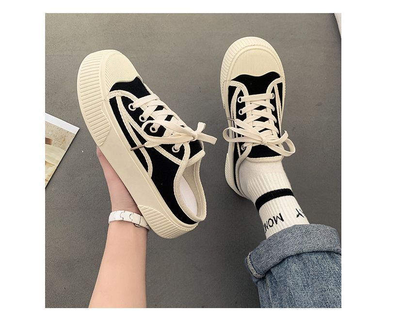 Contrast Trim Platform Sneaker Mules - Sporty