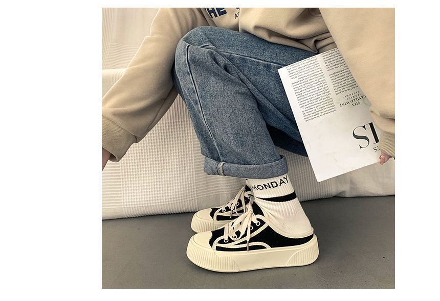 Contrast Trim Platform Sneaker Mules - Sporty