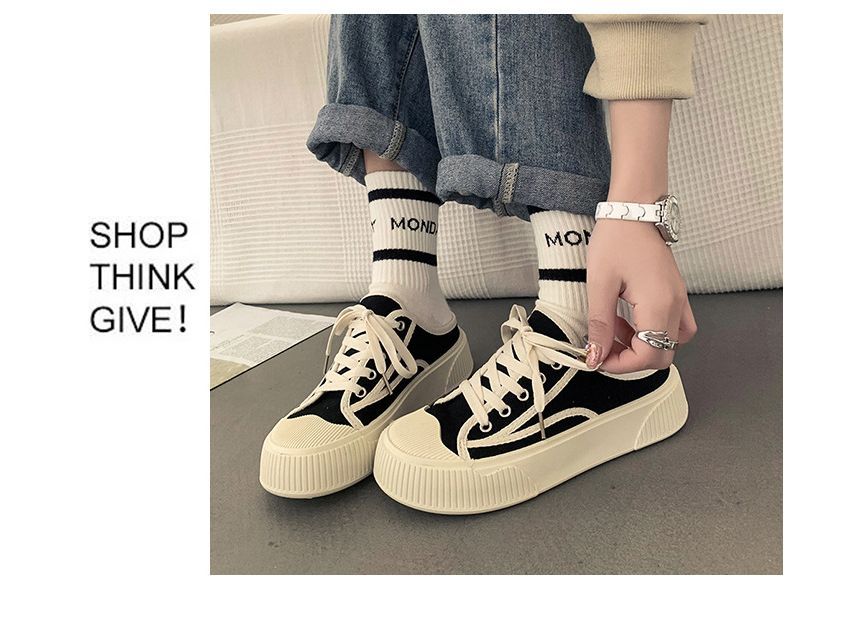 Contrast Trim Platform Sneaker Mules - Sporty