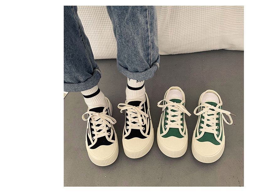 Contrast Trim Platform Sneaker Mules - Sporty