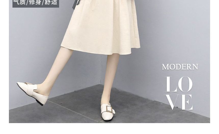 Short-Sleeve Crewneck Tee and Midi A-Line Skirt Outfit Set