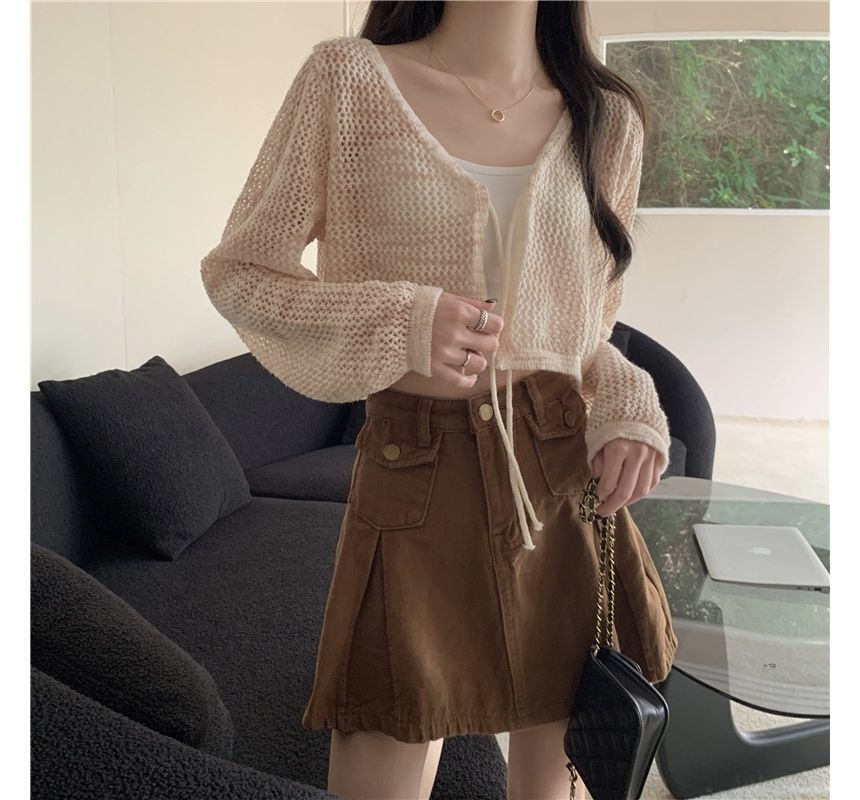Melange Tie Front V-Neck Cardigan
