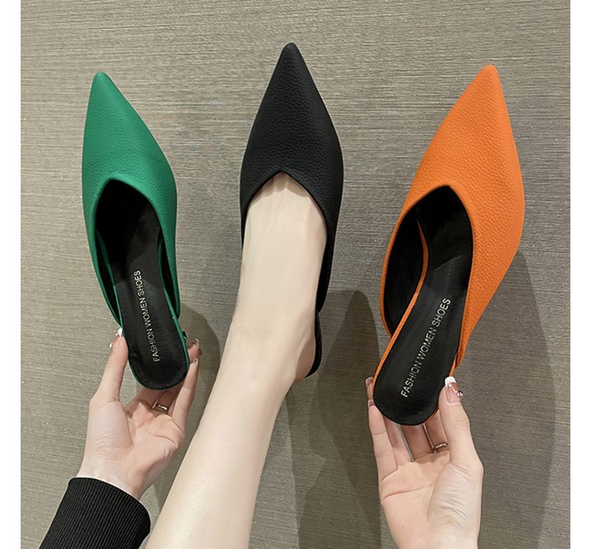 Pointy High Heel Mules - Classic