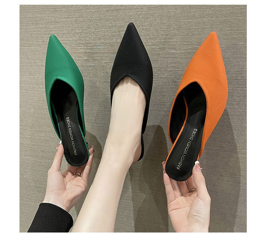 Pointy High Heel Mules - Classic