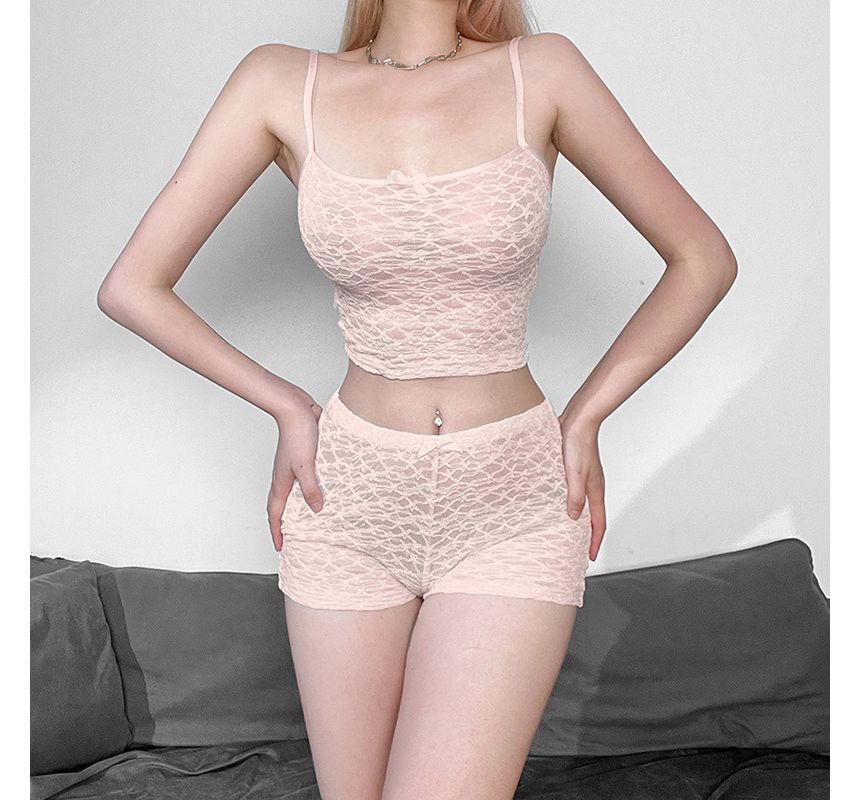 Lace Crop Camisole with Hot Pants Set
