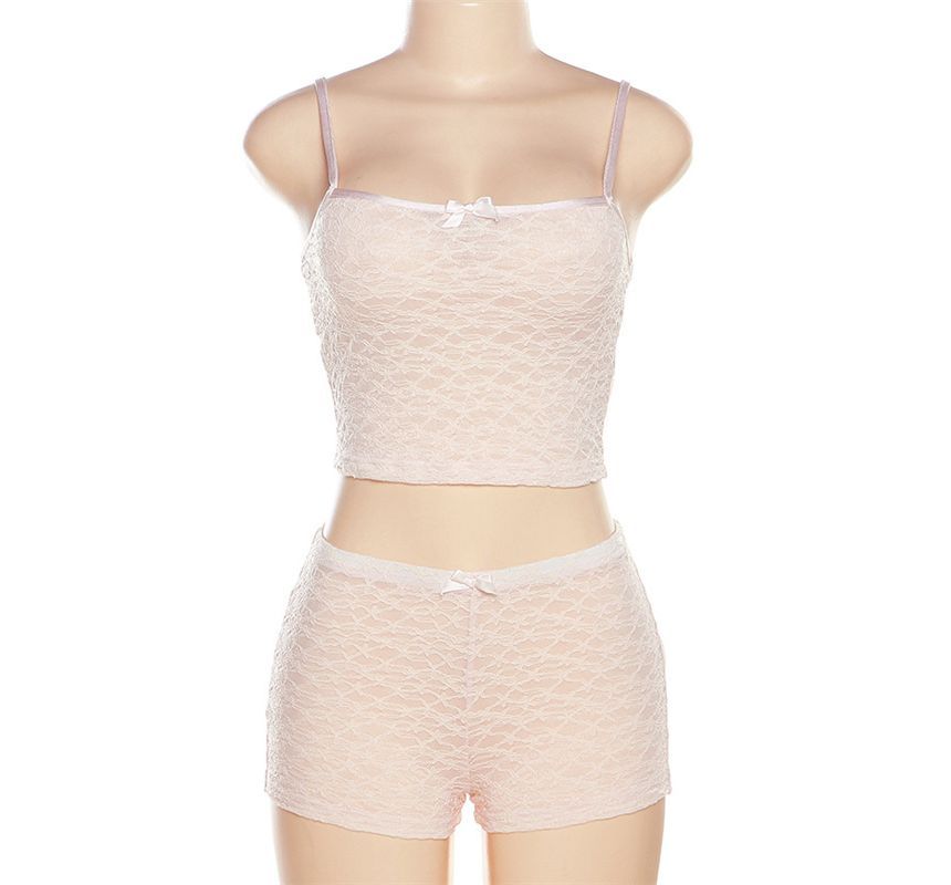 Lace Crop Camisole with Hot Pants Set