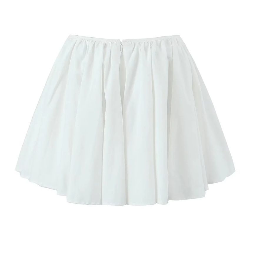 Casual Solid Tie-Front Mini Skirt with Mid-Rise Fit