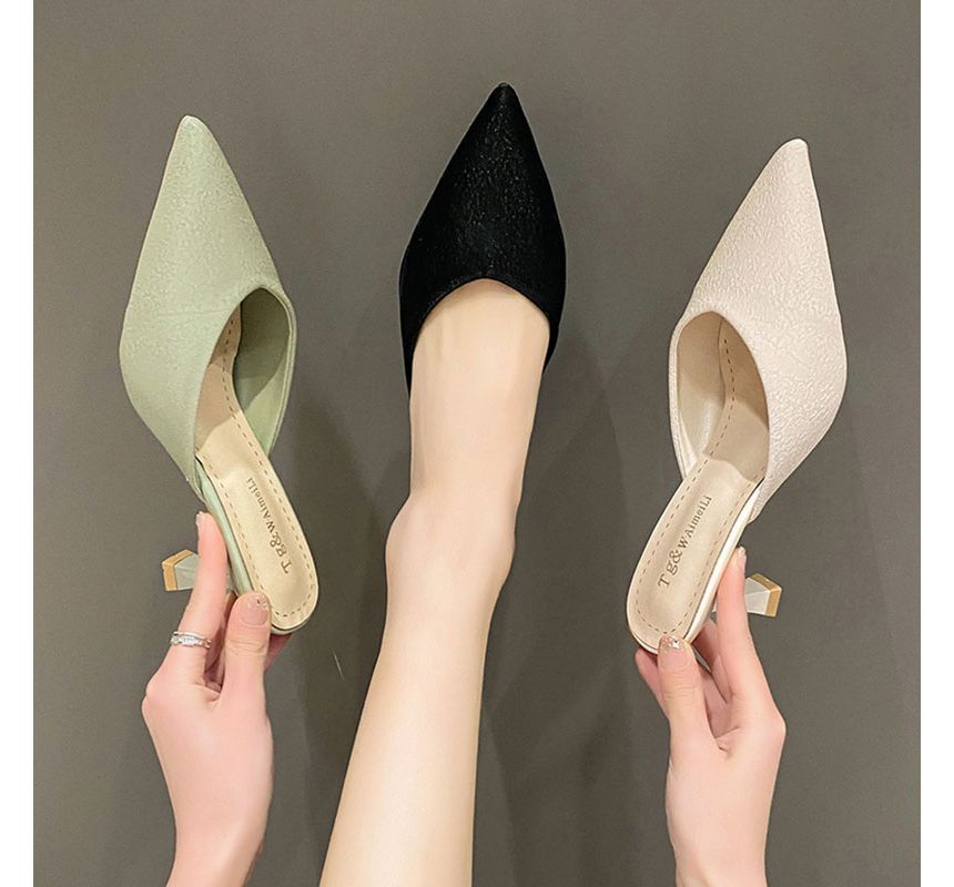 Pointed Low-Heel Mules
