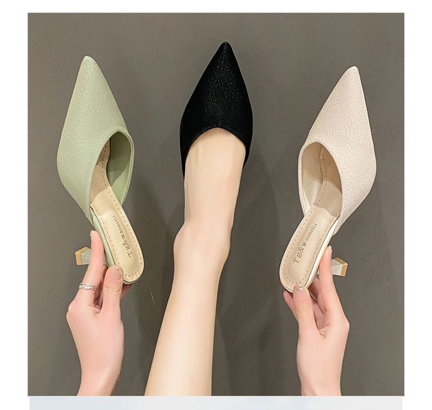 Pointed Low-Heel Mules