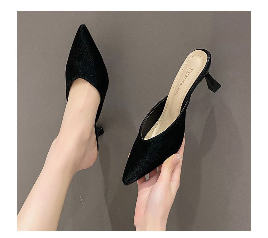 Pointed Low-Heel Mules