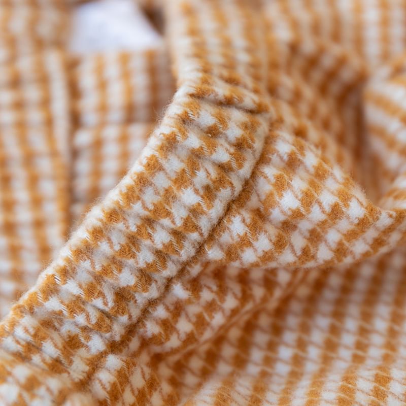 Couple Matching Pajama Set: Long-Sleeve Collared Houndstooth Button-Up Top + Pants (Various Designs)