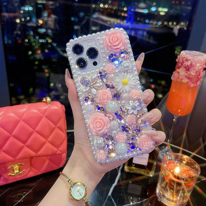 Floral Rhinestone Phone Case