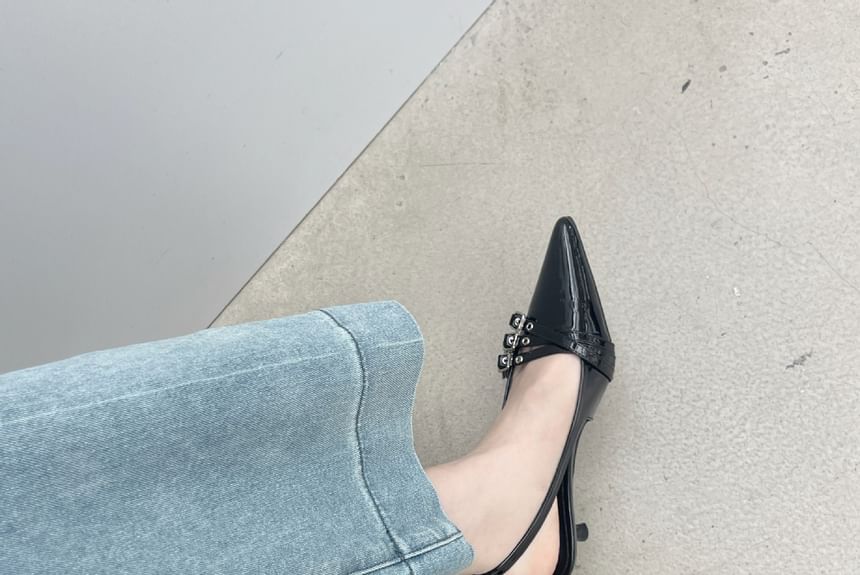 Pointed Kitten Heel Slingback Sandals