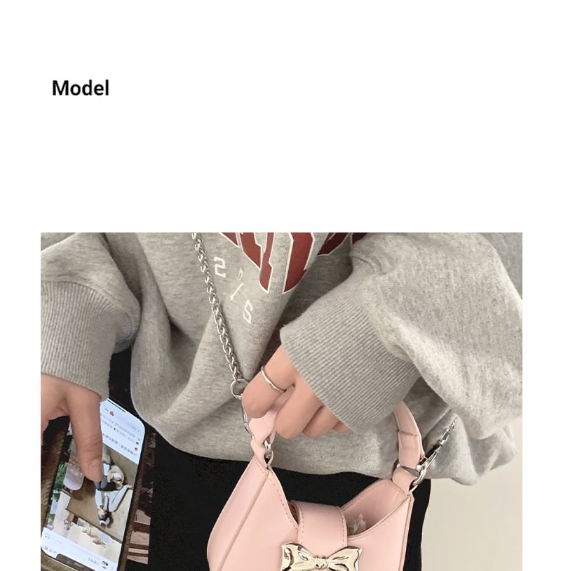 Top Handle Bow Faux Leather Crossbody Bag