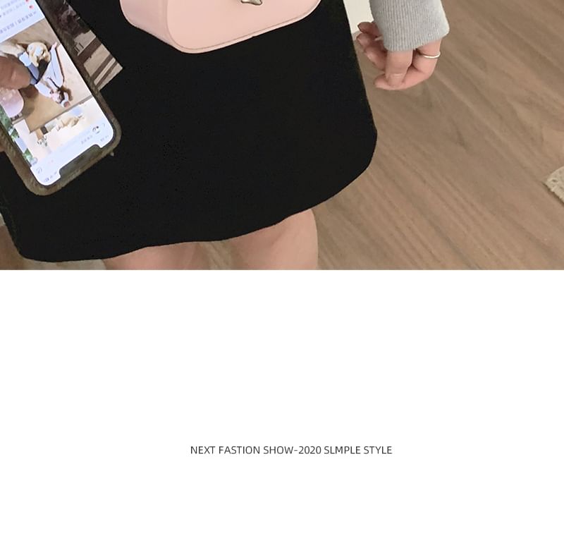 Top Handle Bow Faux Leather Crossbody Bag