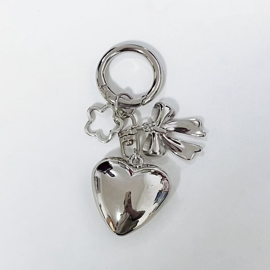 Heart & Bow Alloy Bag Charm / Keyring